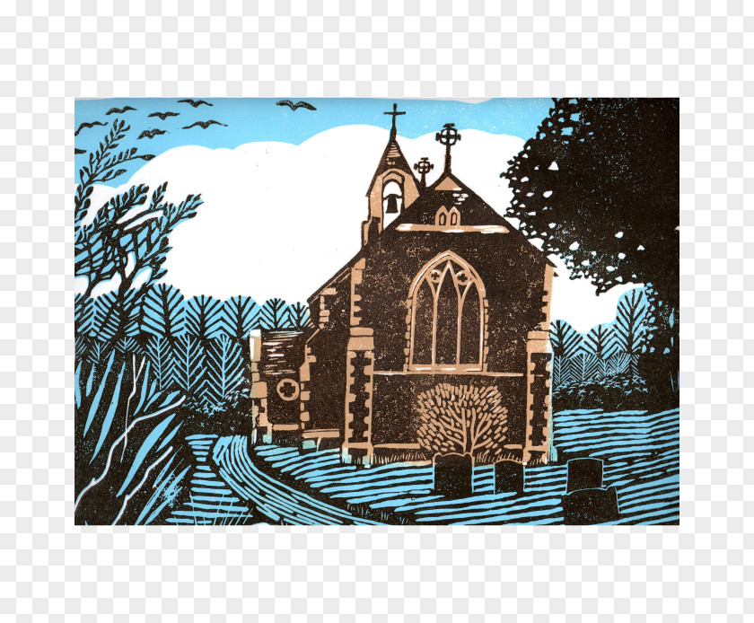 Church Poster Linocut Printmaking Chapel Printing Graphic Design PNG