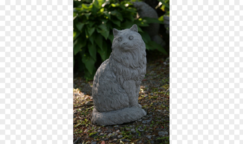 Weathered Statue Domestic Long-haired Cat Stone Sculpture Garden Ornament PNG
