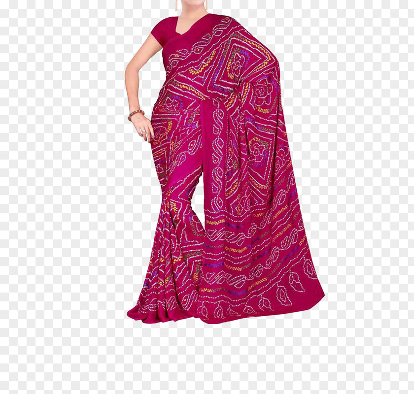 Georgette Bandhani Textile Silk Sari PNG