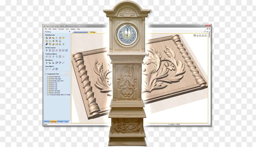 Jade Carving Floor & Grandfather Clocks Computer Numerical Control Machine Vectric PNG