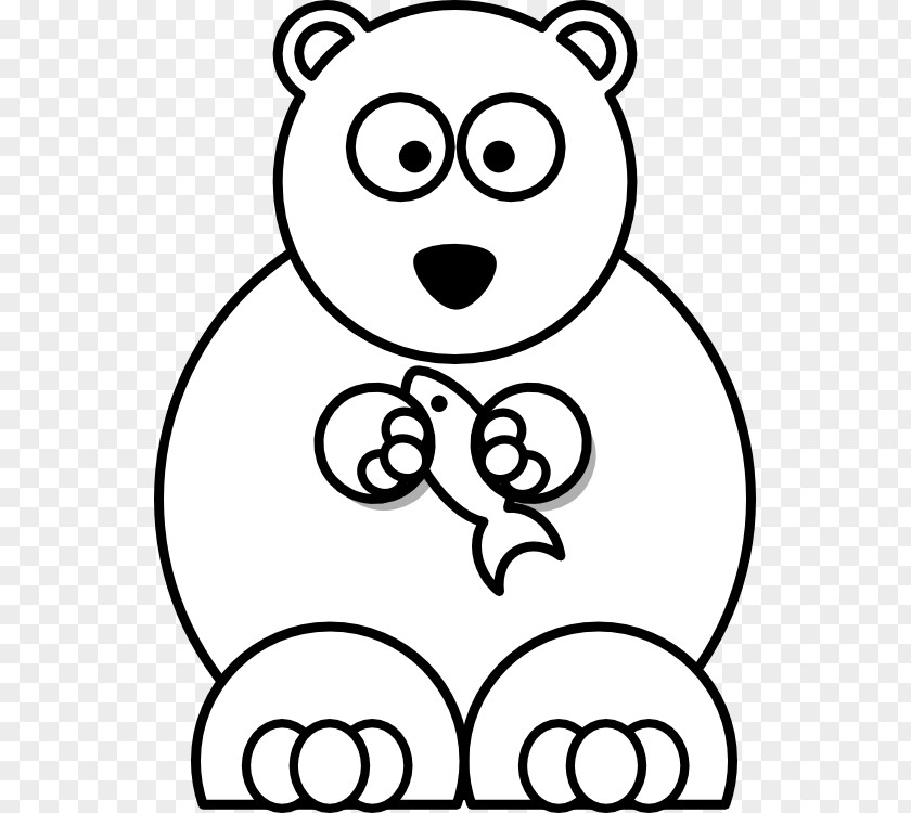 Black White Cartoon Drawings Baby Polar Bear Clip Art PNG