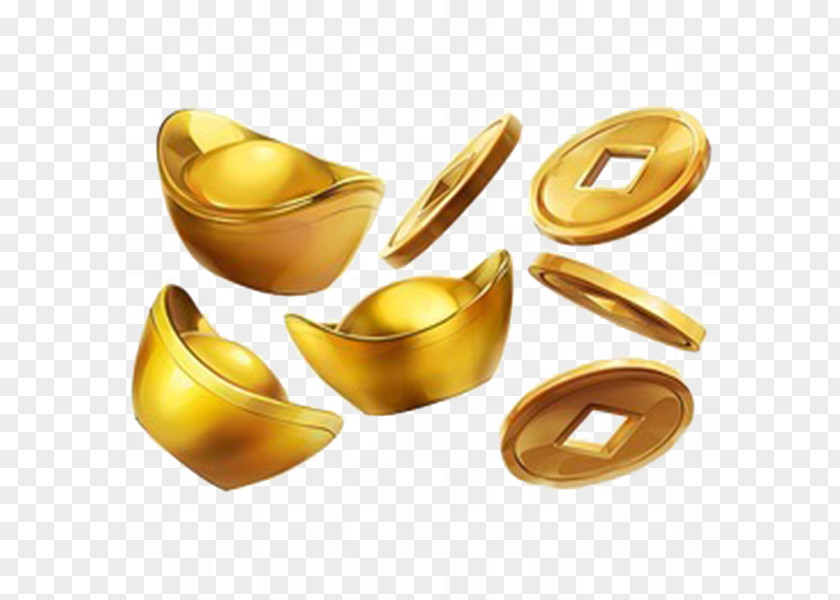 Gold Ingots Were China Sycee Coin Currency Illustration PNG