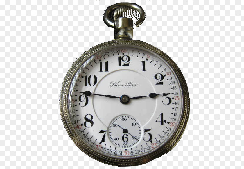 Hamilton Watch Company Rail Transport Pocket Clock Silver Strap PNG