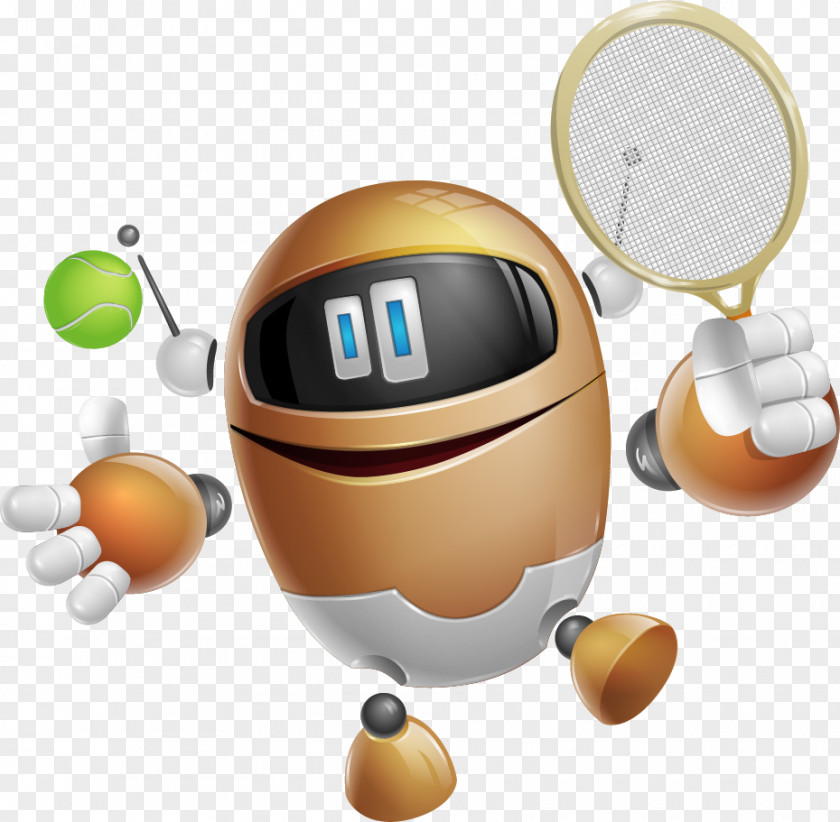 Play Tennis Yellow Robot PNG
