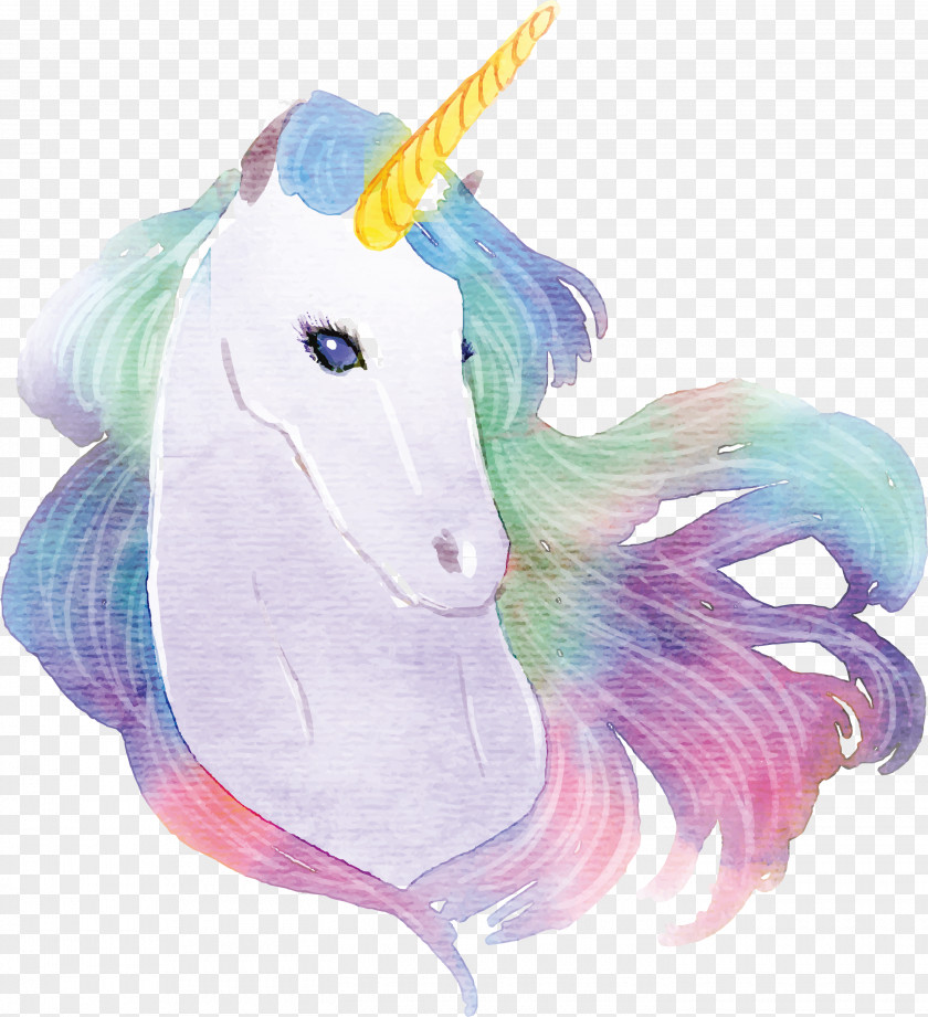 Water Color White Unicorn Watercolor Painting Drawing PNG