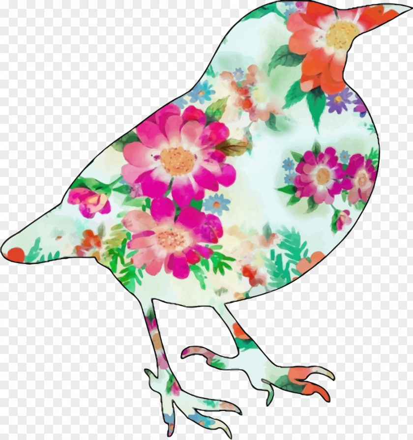 Bird Flower Art Wallpaper PNG