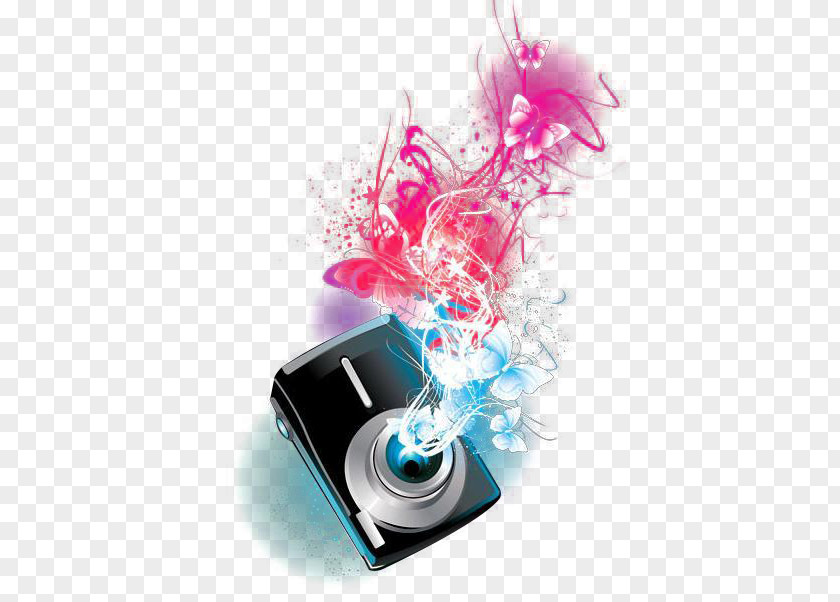 Colorful Camera Graphic Design Text PNG