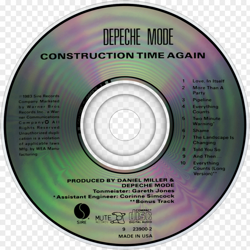 Depeche Mode Compact Disc Metallica Master Of Puppets Construction Time Again PNG
