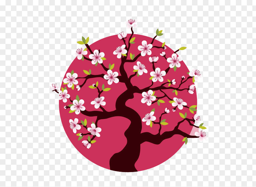Peach Cherry Blossom Tree PNG