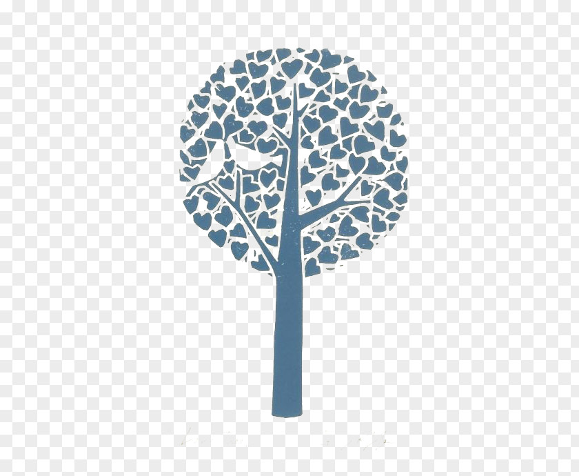 Cartoon Tree Paper Linocut Printing Printmaking Linoleum PNG