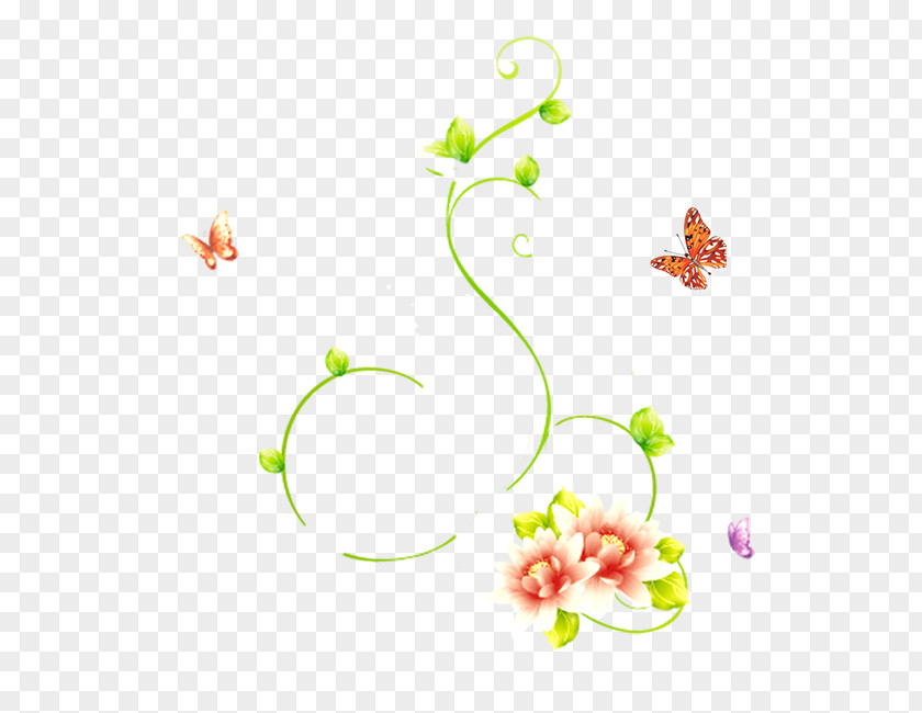 Decorative Flower Elements Green Poster PNG