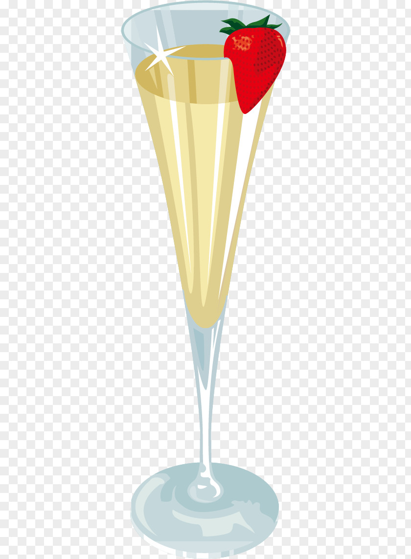 Vector Cocktail Effect Element Strawberry Juice Champagne Garnish PNG