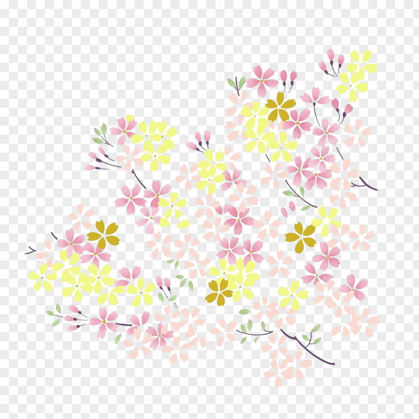 Beautiful Hand-painted Cherry Trees Buckle Free Material Petal Flower Blossom PNG