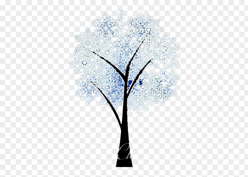 Blue Snowflake Tree Picture Material PNG