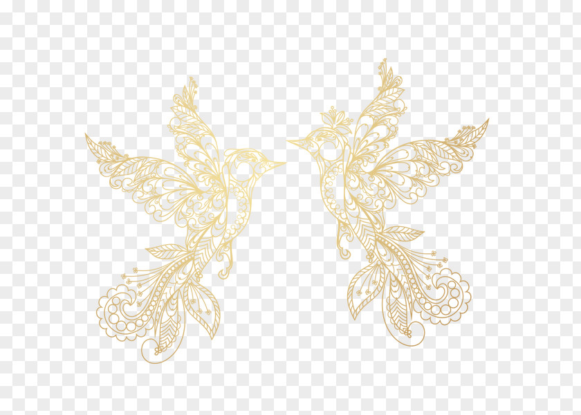 Golden Winged Bird Ornament Material Free Origin Download PNG