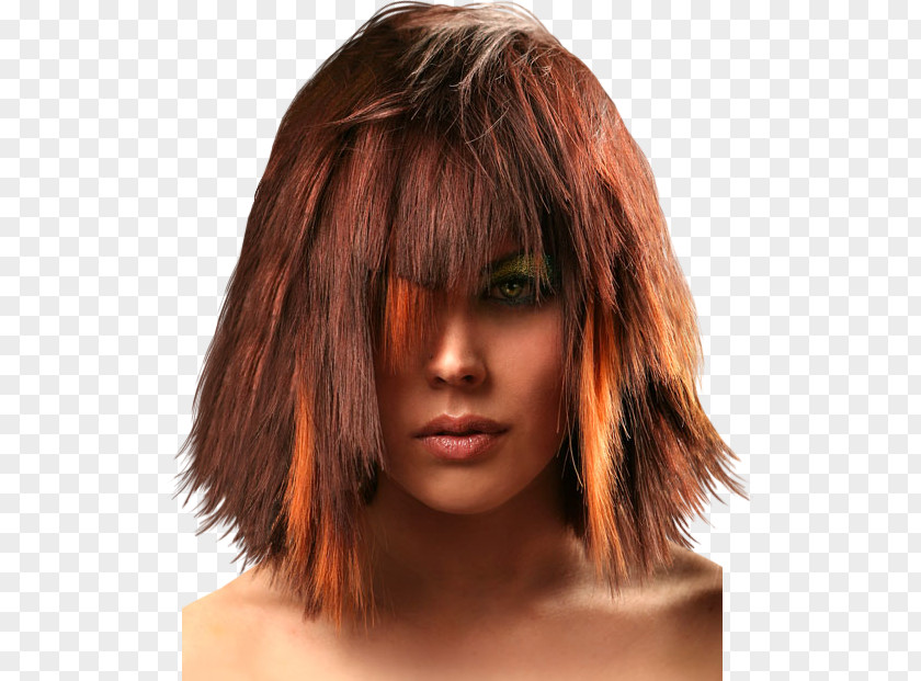 Hair Step Cutting Feathered Coloring Asymmetric Cut PNG