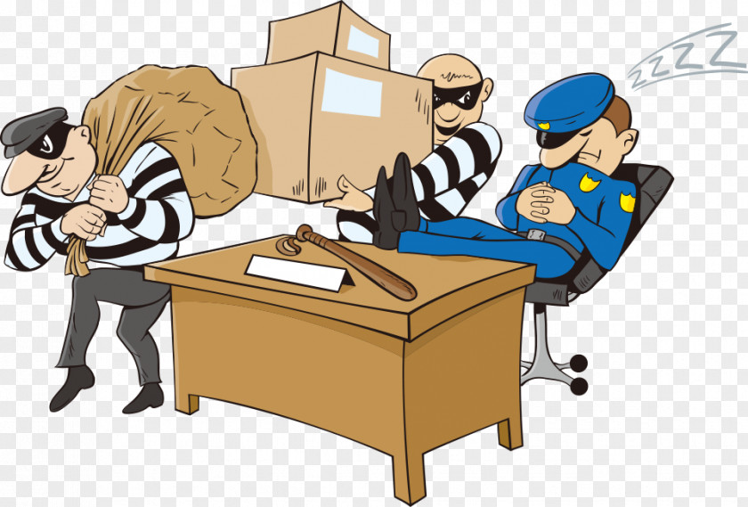 Vector Thief And Police Officer Cartoon Theft PNG