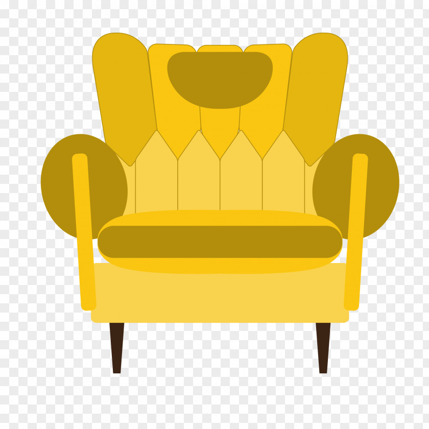 Vector Yellow Sofa Chair Table Couch Furniture PNG