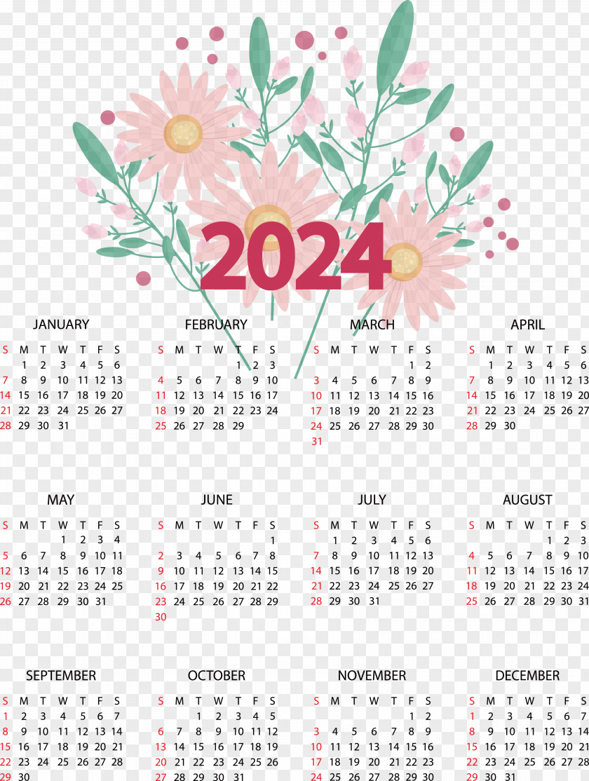 Calendar Flowering Pot Plants (2). Tear-off Calendar Month Calendar PNG