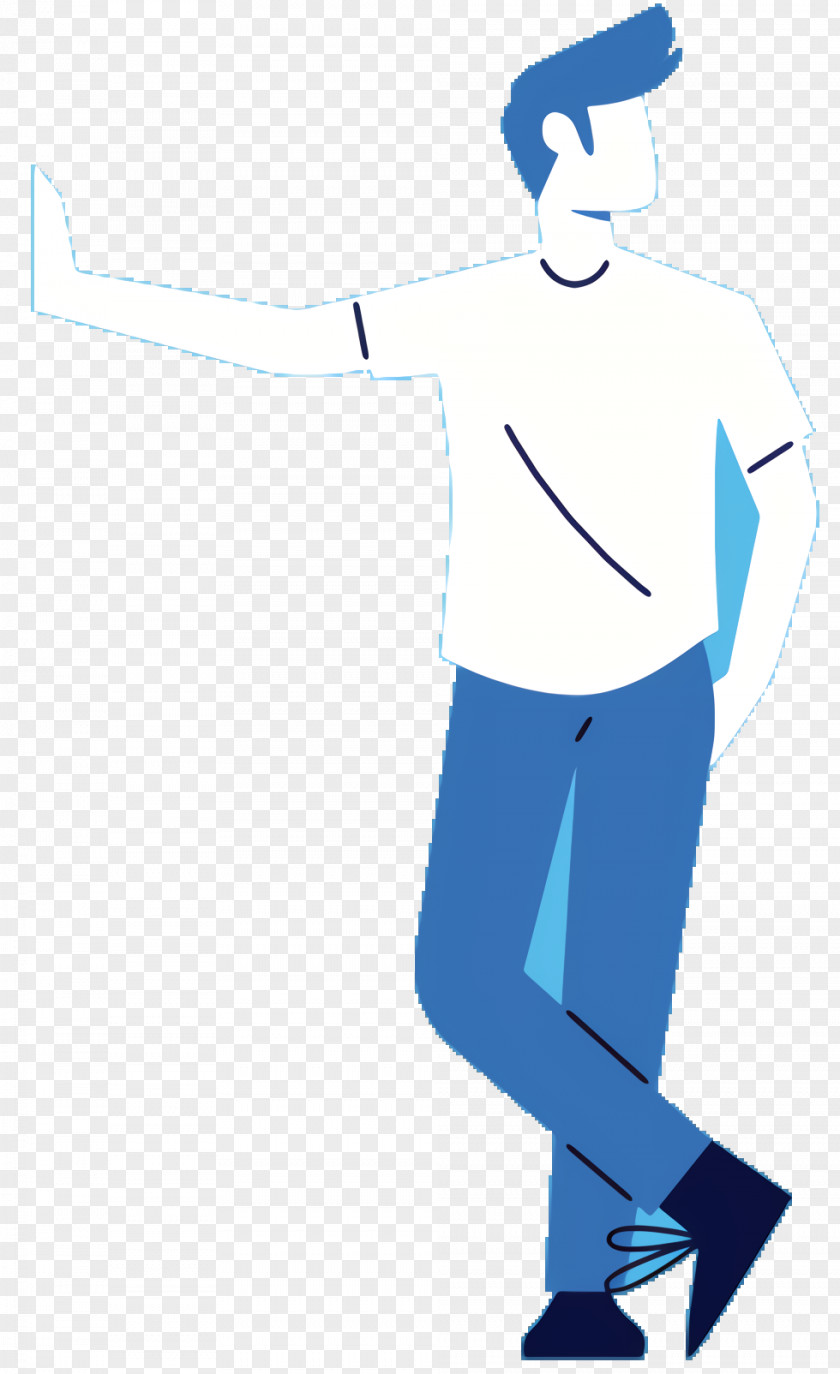 Electric Blue Standing Man Cartoon PNG