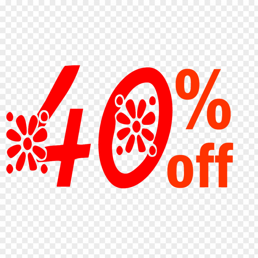Spring 40% Off Discount Tag. PNG