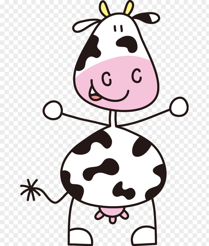 Cute Cartoon Cow Logo PNG