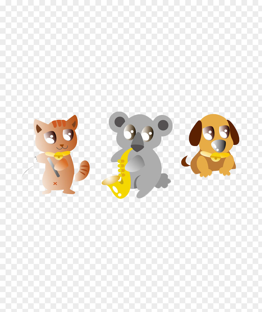 Cute Little Cartoon Elephant Cats And Dogs Musical Instrument Clip Art PNG