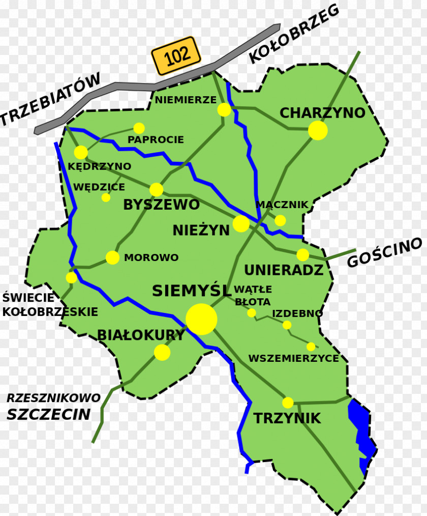 Road Map Charzyno Izdebno, West Pomeranian Voivodeship Mącznik, Białokury Morowo PNG