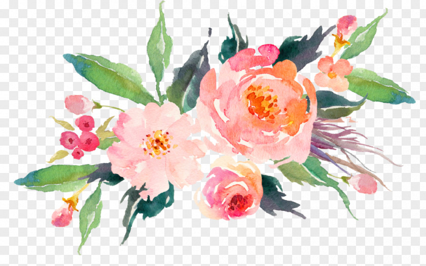 Watercolor Floral T-shirt Cloth Napkins Flower Bouquet Painting PNG