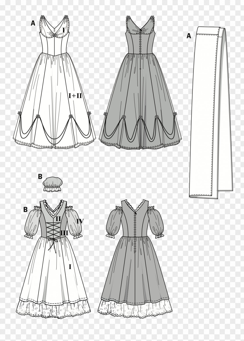 Dress Pattern Robe Costume Burda Style PNG