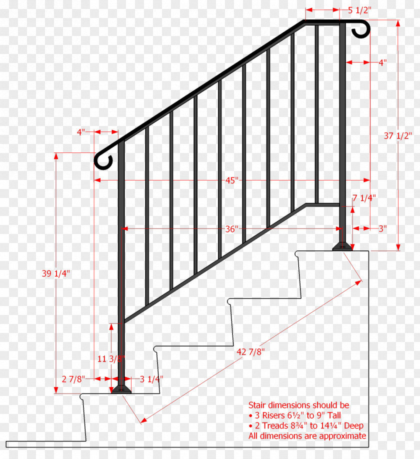 Iron Handrail Staircases Wrought Guard Rail Stair Riser PNG