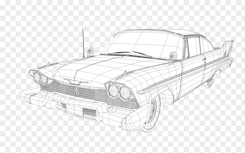 Low Poly Compact Car Plymouth Fury Drawing PNG