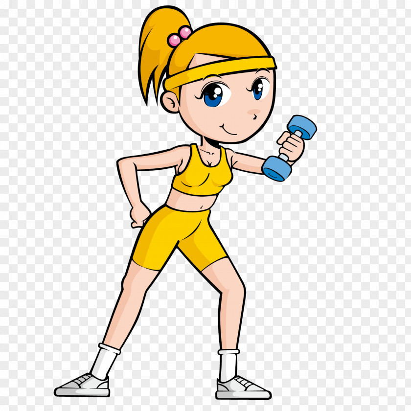 Physical Exercise Cartoon Fitness PNG exercise fitness , The girl holding the barbell clipart PNG