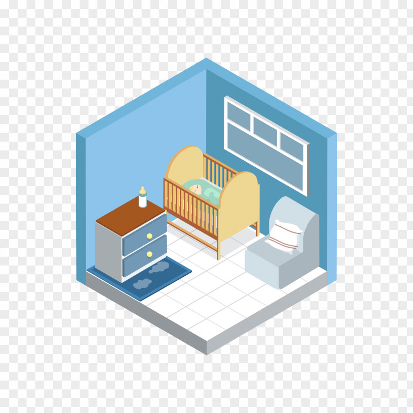 Three-dimensional Vector Baby Room Infant Interior Design Services Isometric Projection PNG