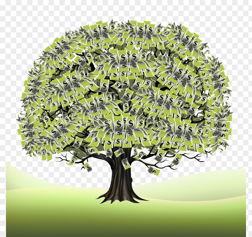 Creative Coins Covered With Trees Branch Stock Photography Tree Finance PNG