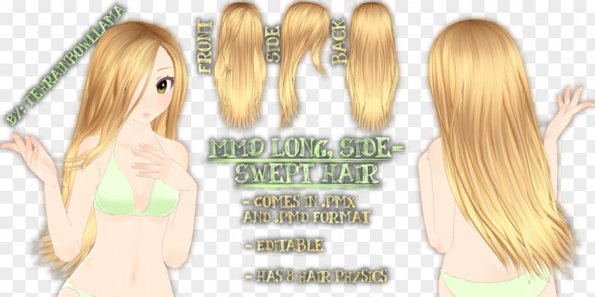Long Hair Human Color MikuMikuDance Blond Body PNG
