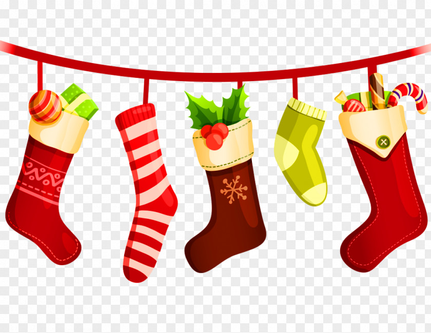 Santa Claus Christmas Stockings Gift Sock PNG