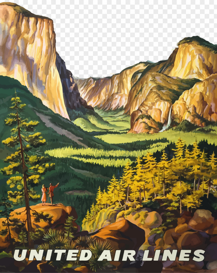Vector Forest Yosemite Valley National Park Poster Printmaking Art PNG