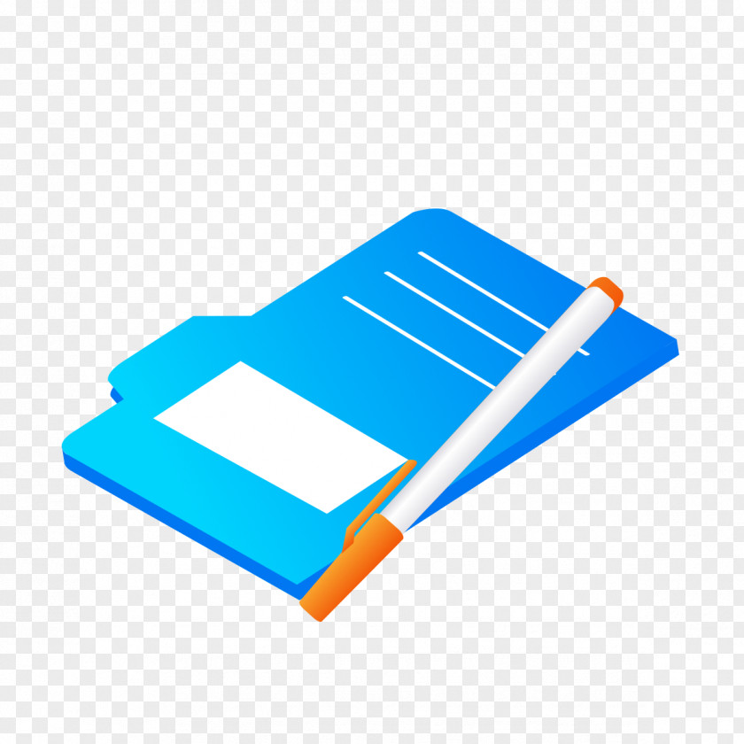 Blue Paper With Pen PNG
