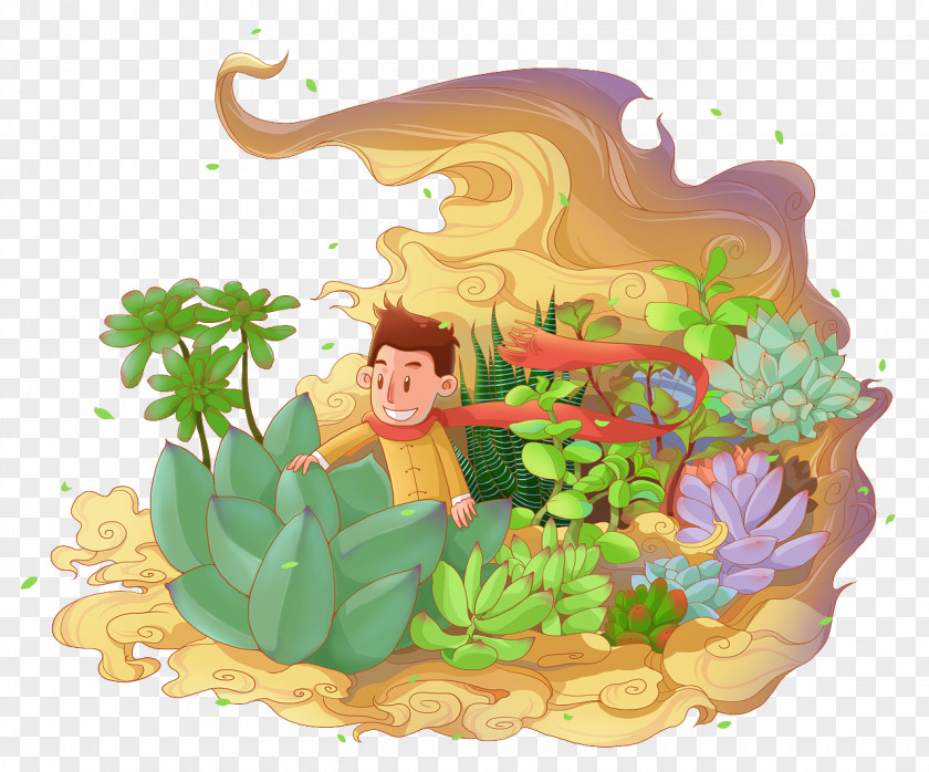 How Plate Illustration Cartoon Flower Legendary Creature PNG