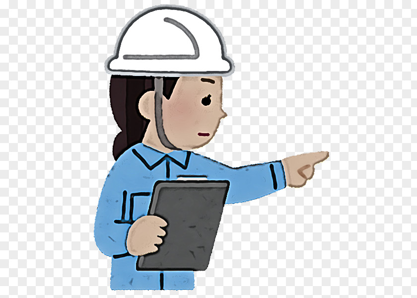 Cartoon Construction Worker Headgear Finger Package Delivery PNG
