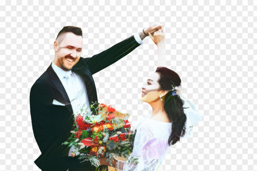 Bouquet Suit Bride And Groom PNG