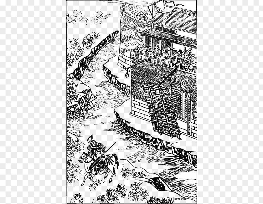 Line Construction Water Margin Building Illustration PNG