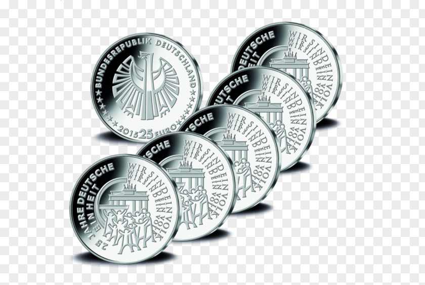Coin German Reunification 2 Euro Commemorative Coins Silver PNG
