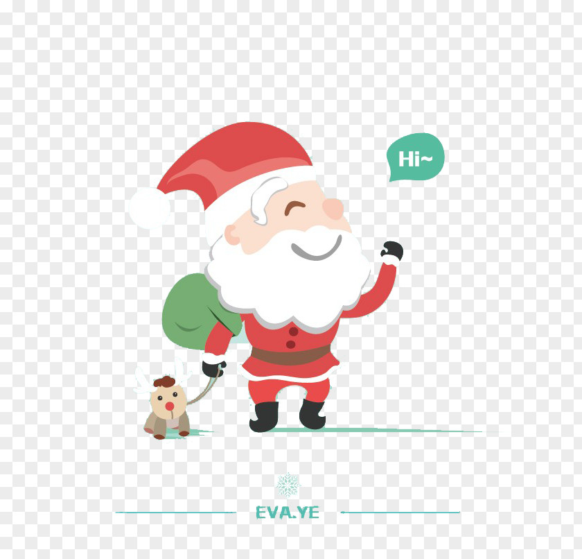 Flat Cartoon Santa Claus Christmas Ornament PNG