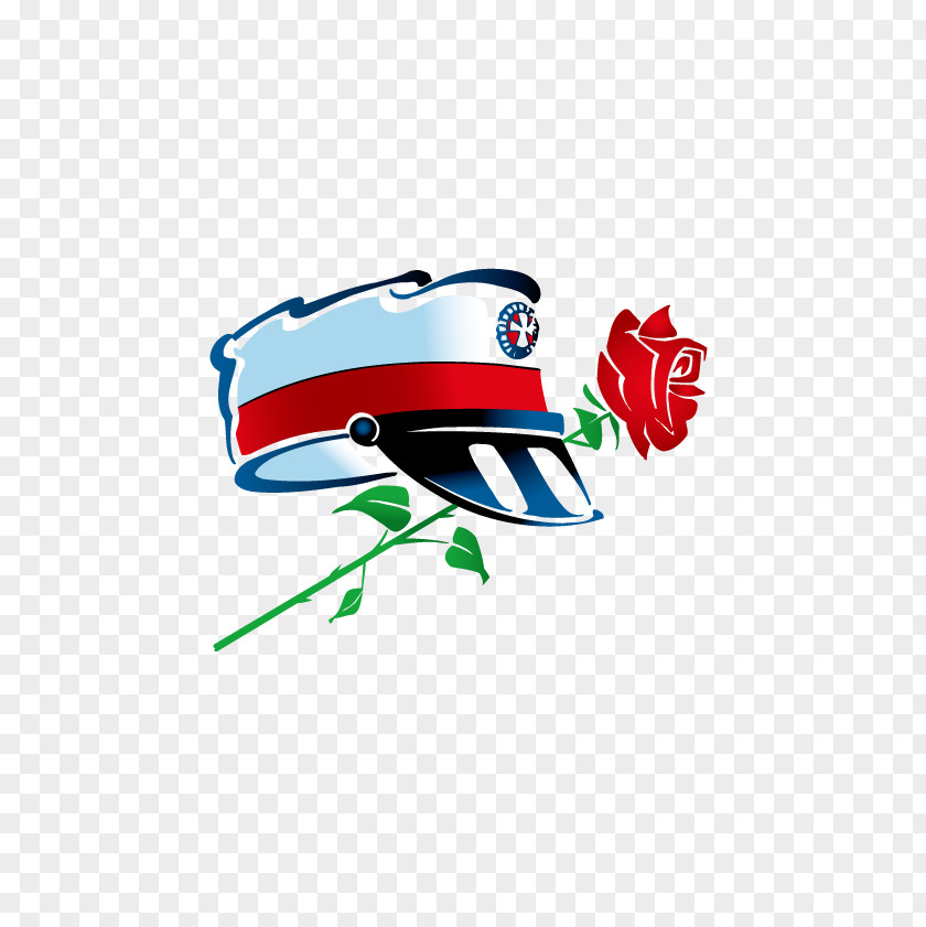 Hat And Roses Cartoon Illustration PNG