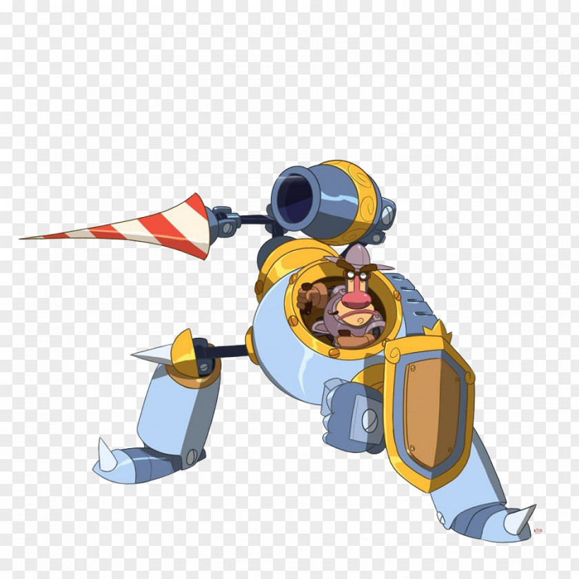 Blue Mechanical Warrior Illustration Robot Cartoon Middle Ages PNG