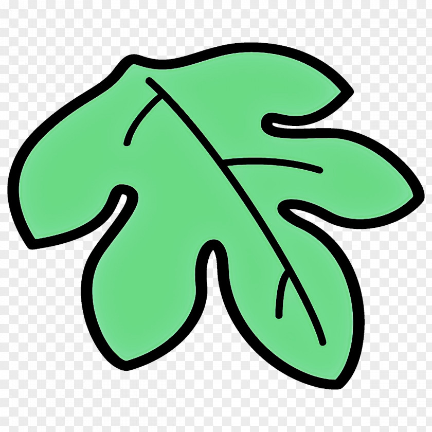 Green Leaf Symbol Line Art PNG