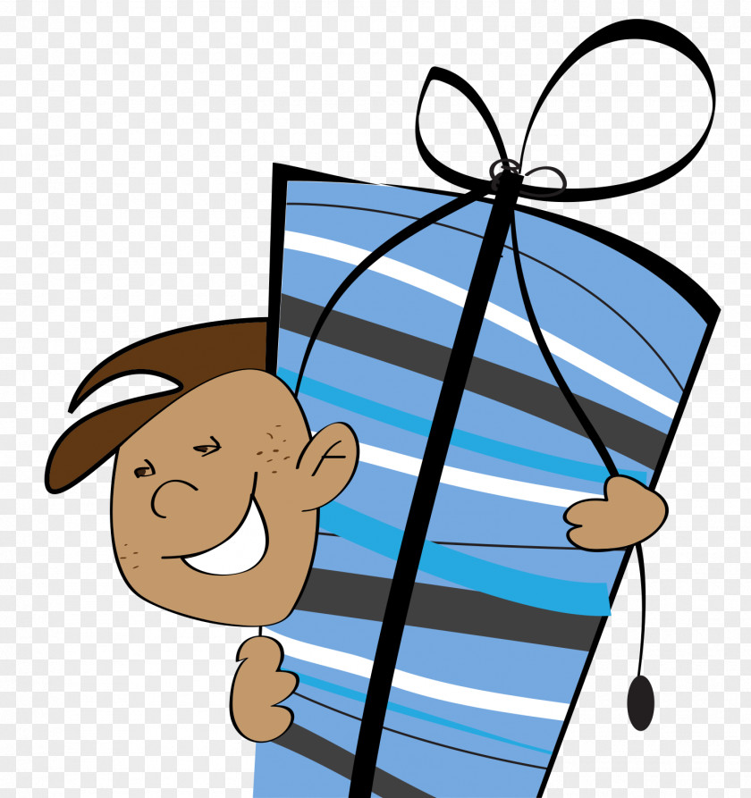 A Cartoon Child Holding Gift Illustration PNG