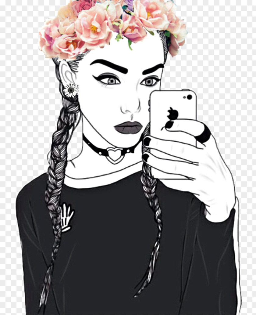 Black And White Aesthetic Drawing Sketch Image Girl Art PNG
